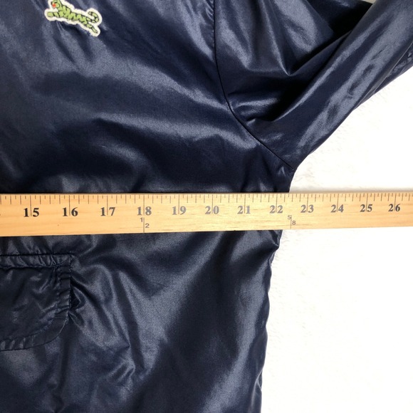 VTG Le Tigre Pullover Anorak Jacket Windbreaker Sz L 44" Hooded Navy Blue Mens - Picture 8 of 11